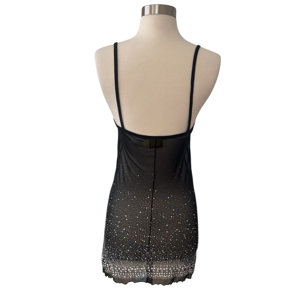 Vintage 80s sheer black white slip dress chemise XS - Picture 6 of 12